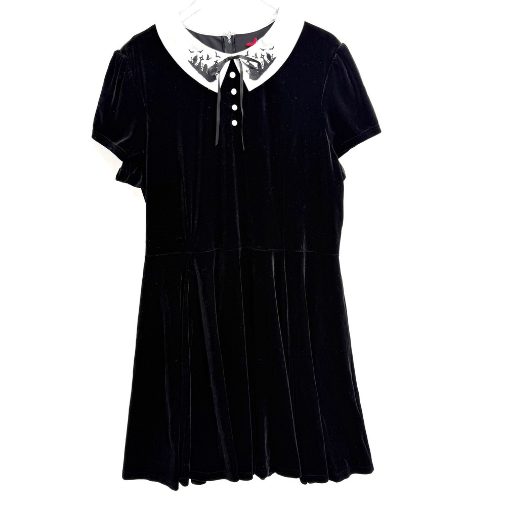 Hell Bunny Black Velvet Graveyard Cemetery Dress 4XL Wednesday Adams Spooky Goth